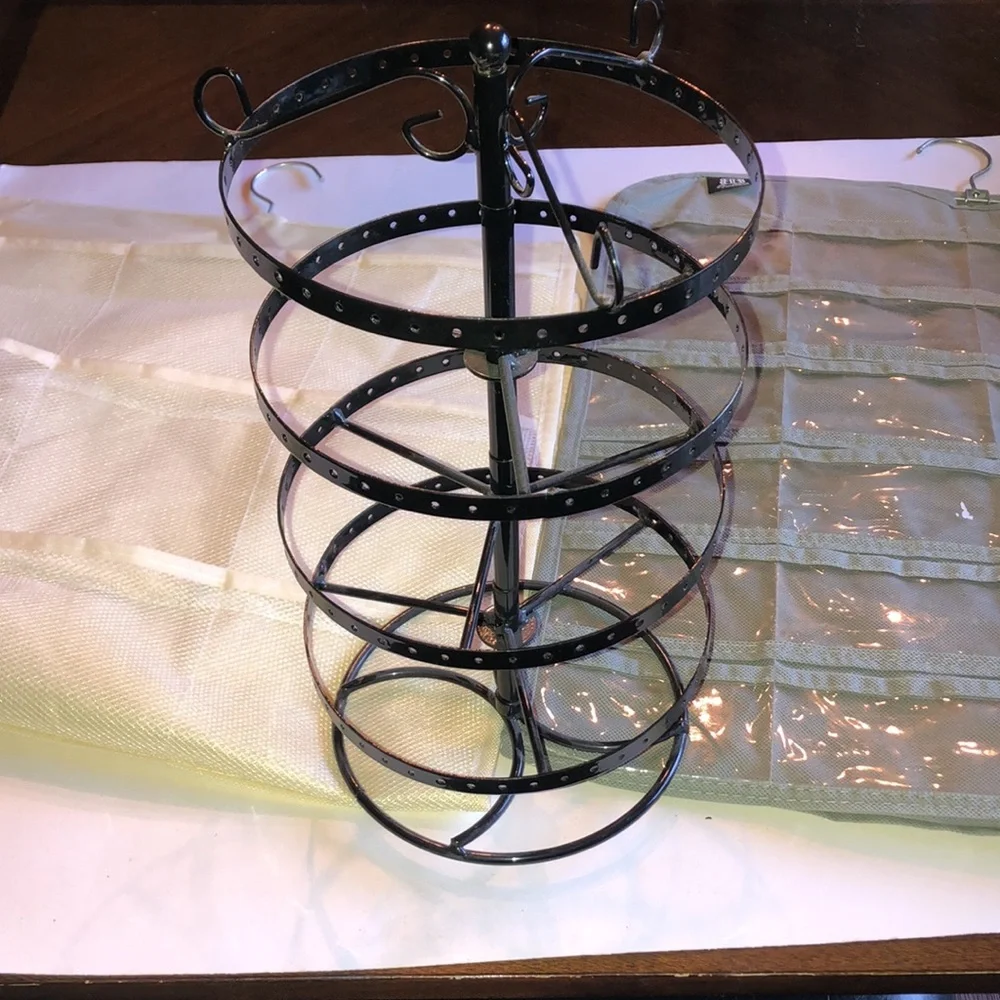 Black Spiral Earring and Jewelry Organizer Stand and Hanging Organizers